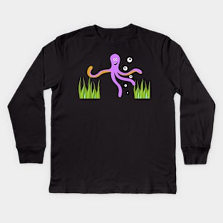 Squid Purple Kids Long Sleeve T-Shirt